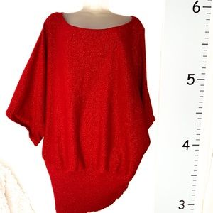 Lane Bryant Red Christmas Sparkle Batwing Sleeve Sweater 26/28